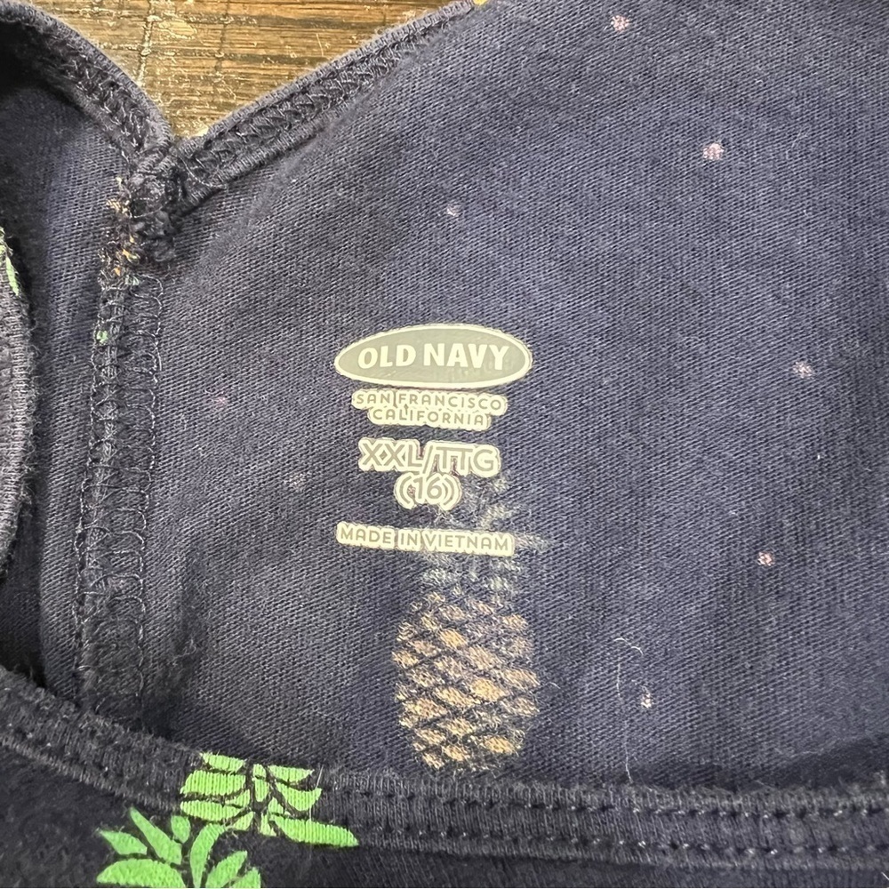 Old Navy blue summer tank dress with yellow pineapple graphics, XXL (16). - Picture 8 of 9